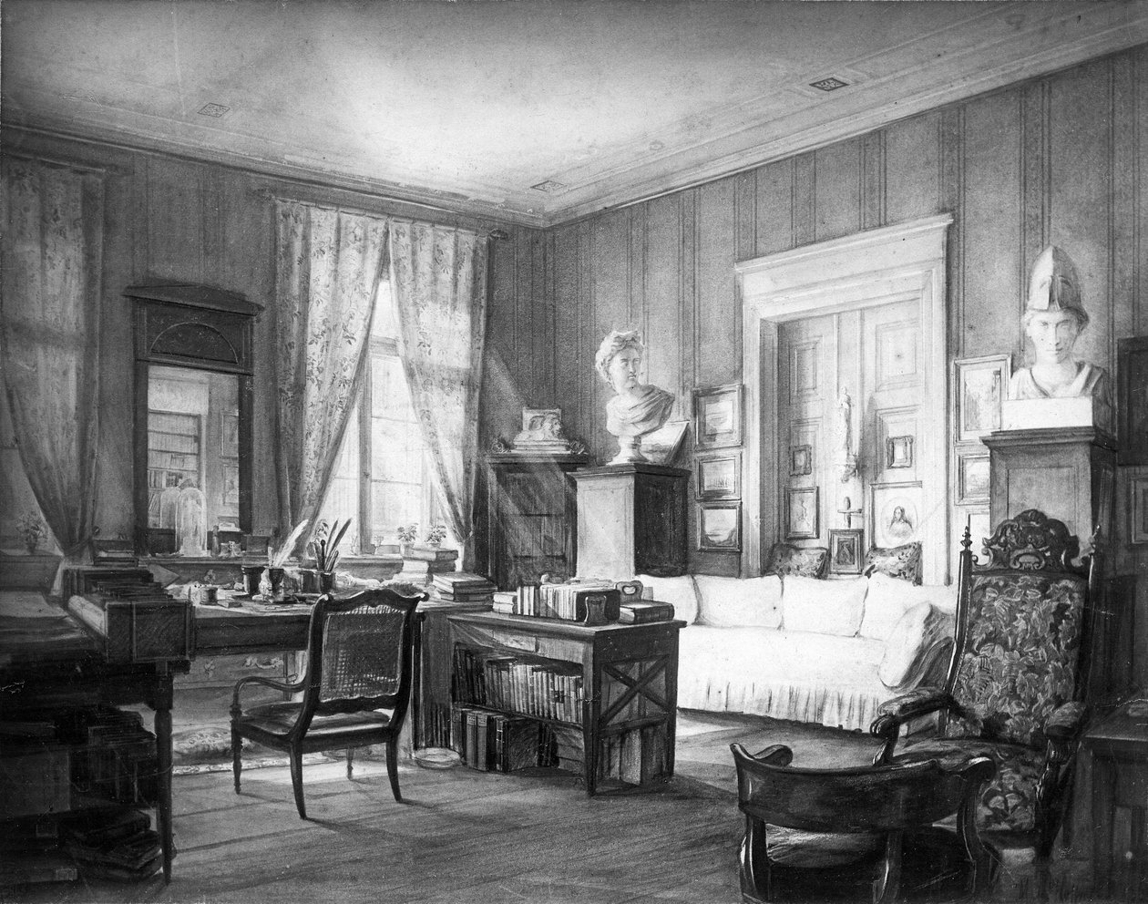 Studie Wilhelma Grimma na Linkstrasse č. 7 v Berlíně od Moritz Hoffmann