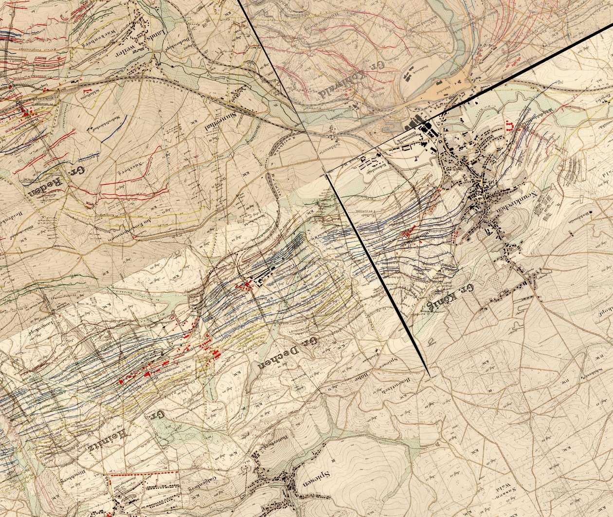Mapa Kliverova švu v oblasti údolí Ruhbachu od Moritz Kliver