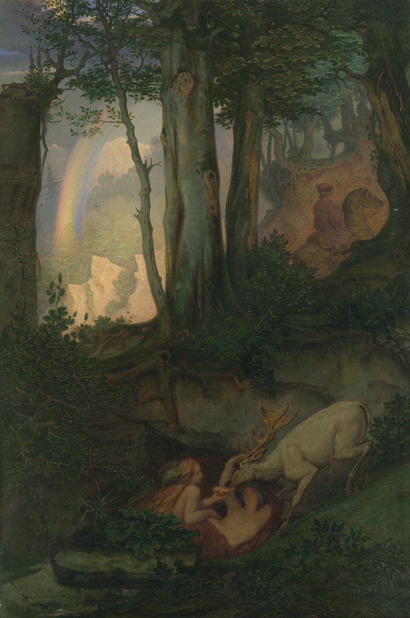 Vodní nymfy napájející jelena, kolem 1844-47 od Moritz Ludwig von Schwind