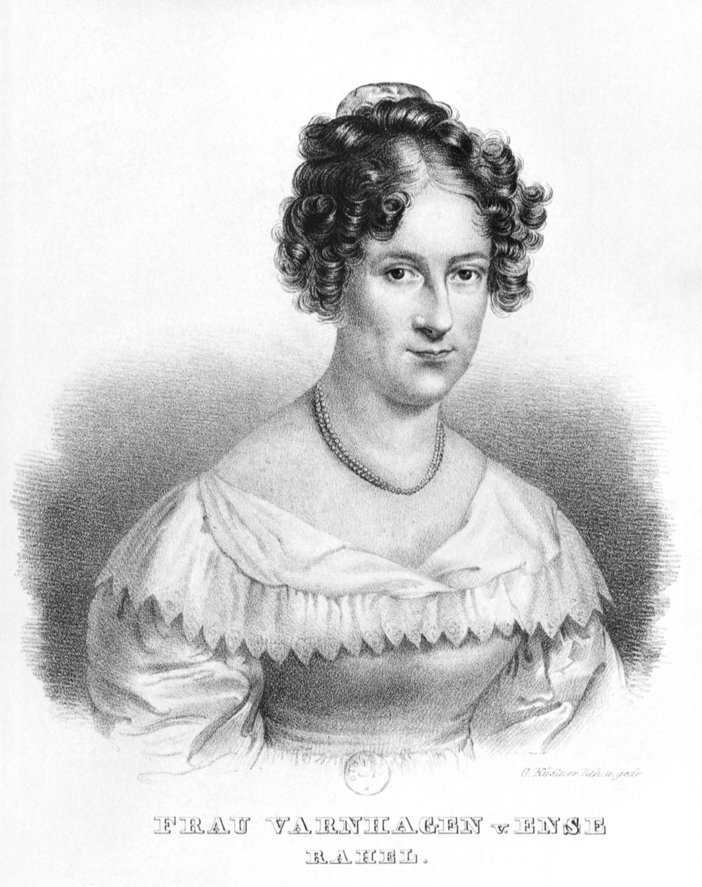 Portrét Rahel Varnhagen von Ense (1771-1833) rozené Levin, vyrytý Gottfriedem Kustnerem (1800-64) od Moritz Michael Daffinger