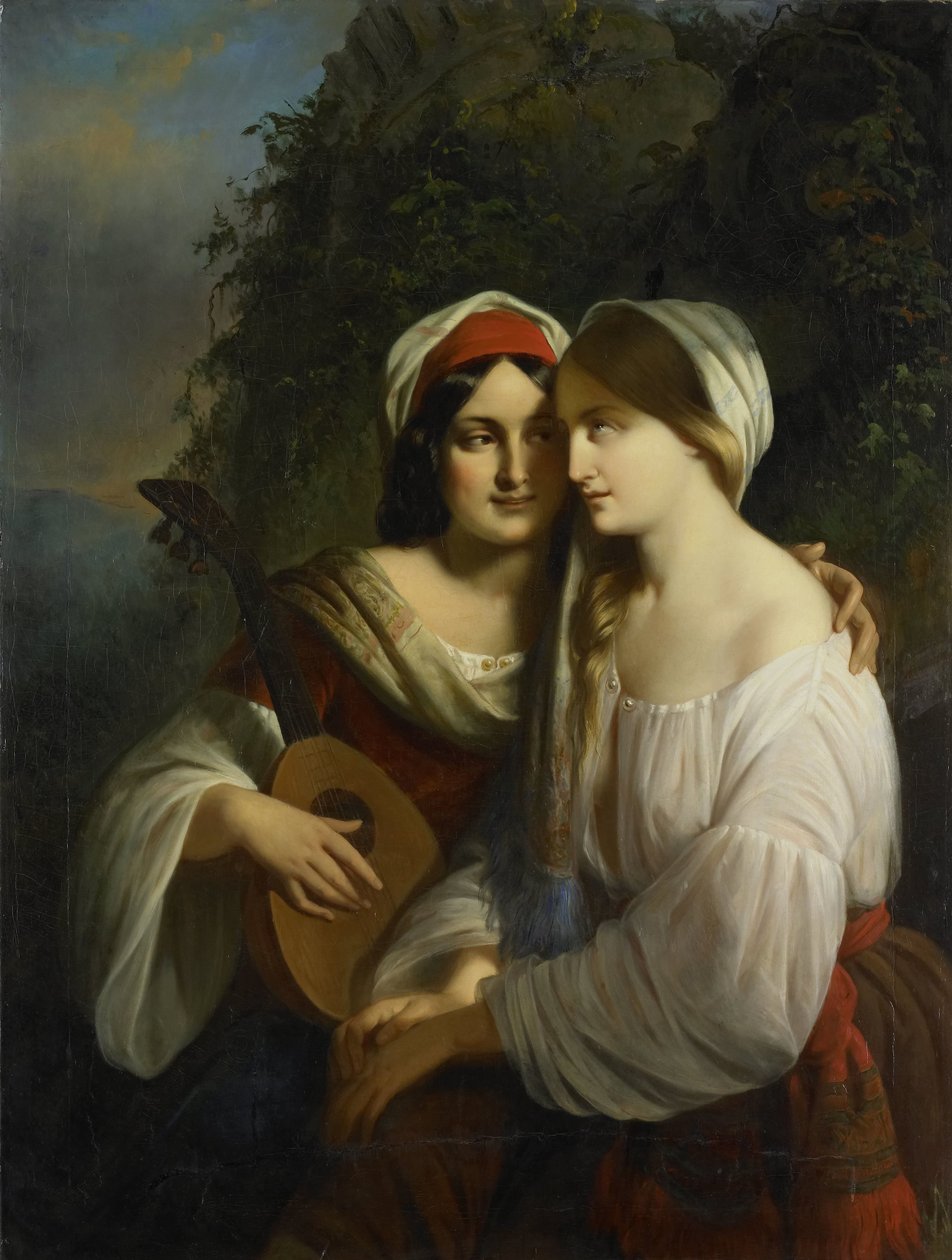 Dvě ženy v italském kroji od Moritz Calisch (signed by artist)