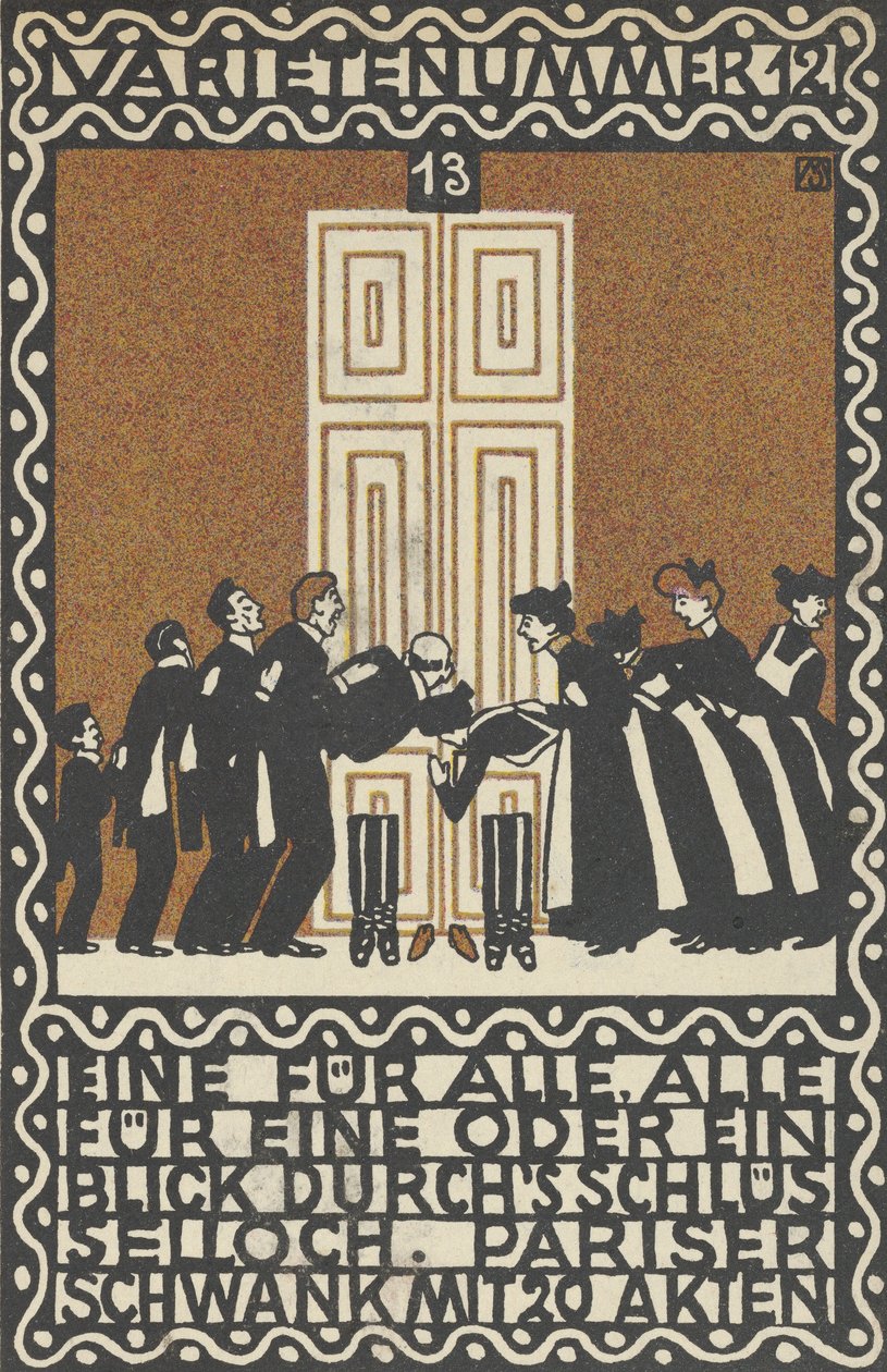 Variety Act 12: Jeden za všechny, všichni za jednoho aneb letmý pohled klíčovou dírkou Varietenummer 1..., 1907. od Moritz Jung