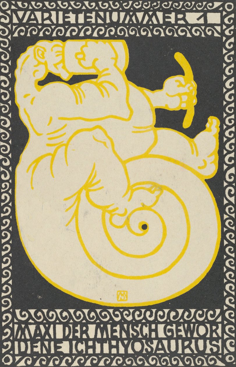 Odrůda 1: Maxi z Ichthyosaurus se stal mužem Odrůda číslo 1: Maxi der Mensch Gewor D..., 1907. od Moritz Jung