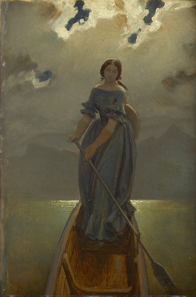 Žena z lodi baronka Marie Spaun u Gmundner See, c. 1851. od Moritz Ludwig von Schwind