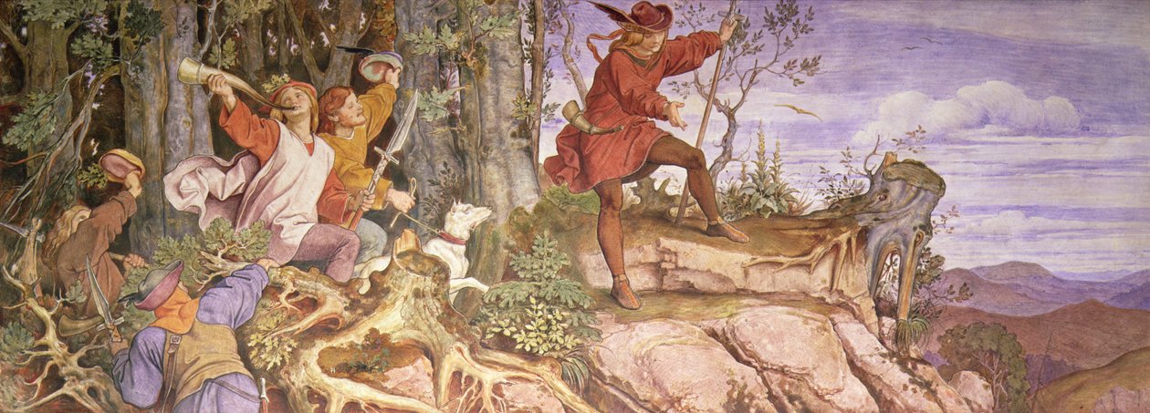 Legenda o založení Wartburgu: Wartbergu, budeš pro mě hradem od Moritz Ludwig von Schwind