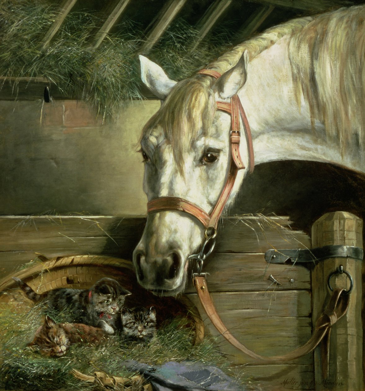 Kůň a koťata, 1890 od Moritz Muller
