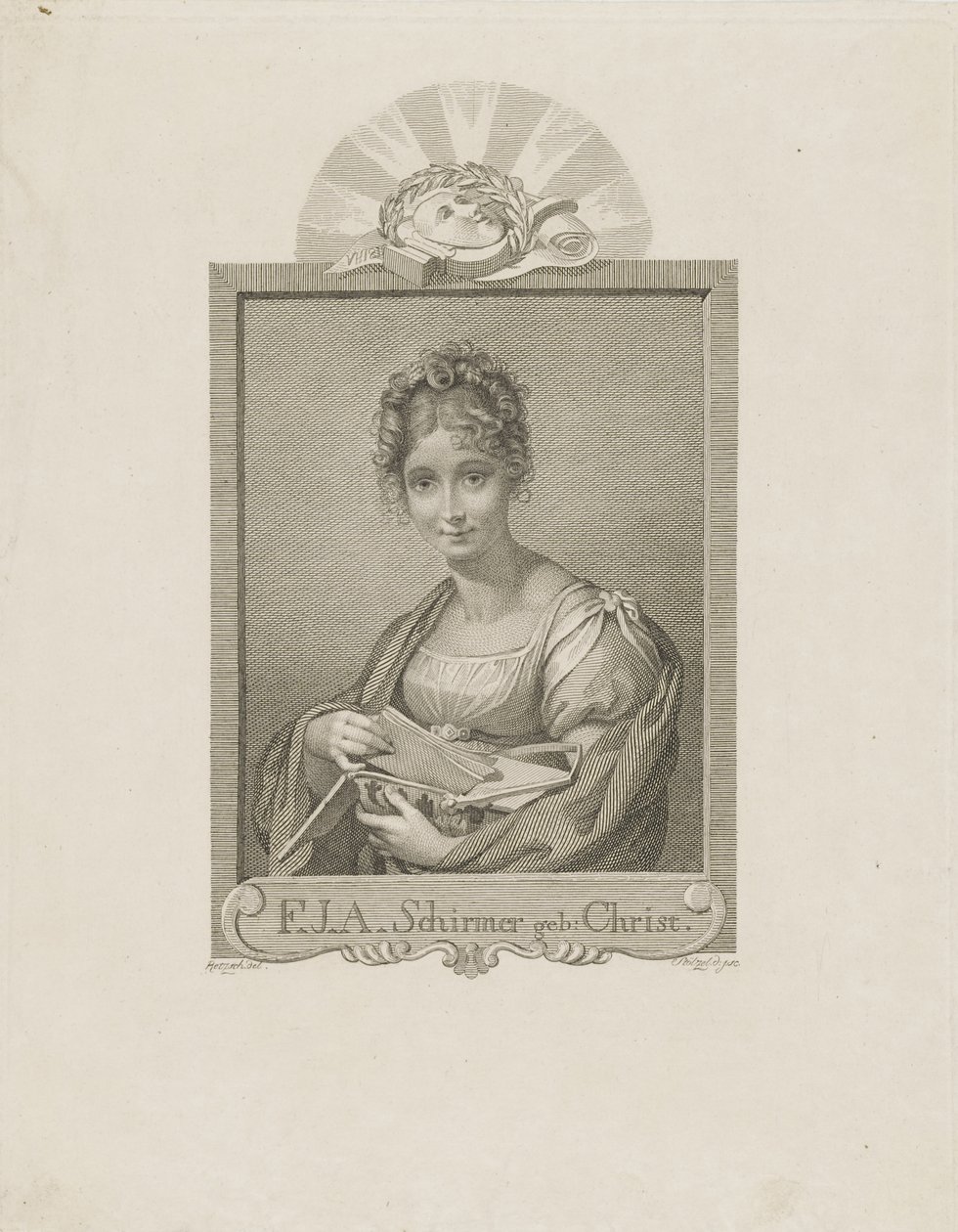 Portrét herečky Friederike Schirmerové, rozené Christ 1785-1833, c. 1830. od Moritz Retzsch