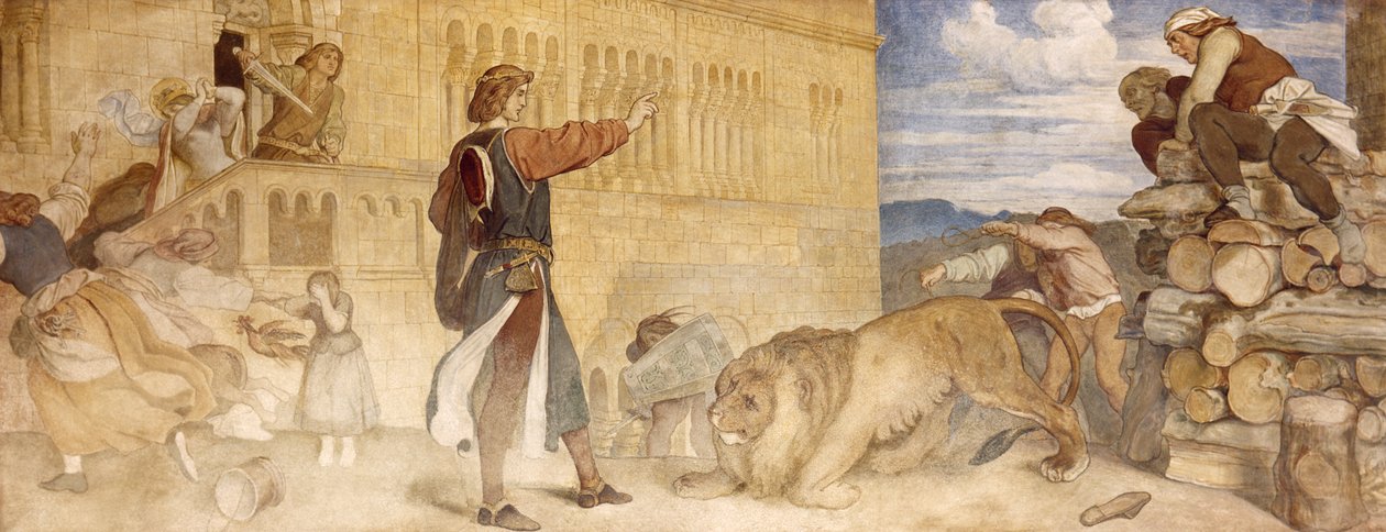 Zacházel se lvy, jako by si dělal legraci, kolem roku 185455 od Moritz Ludwig von Schwind
