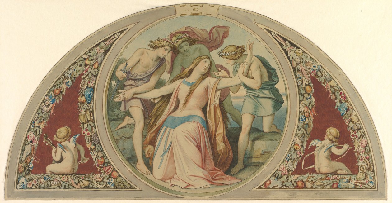 Tři chlapci zachraňte zoufalou Paminu před sebevraždou, 1864. od Moritz Ludwig von Schwind