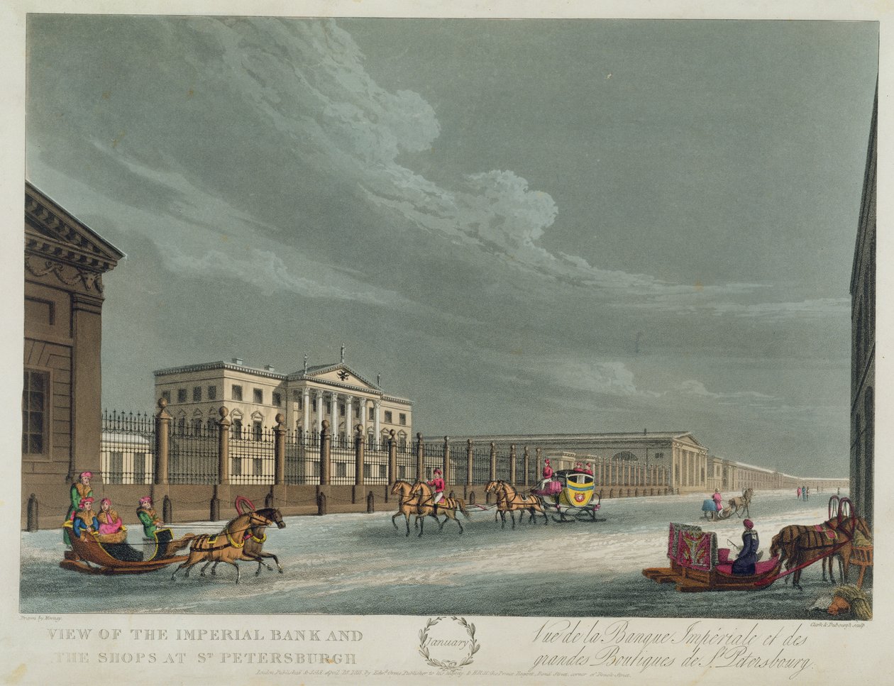 Pohled na Imperial Bank and the Shops at St. Petersburg, ilustrace za leden z 