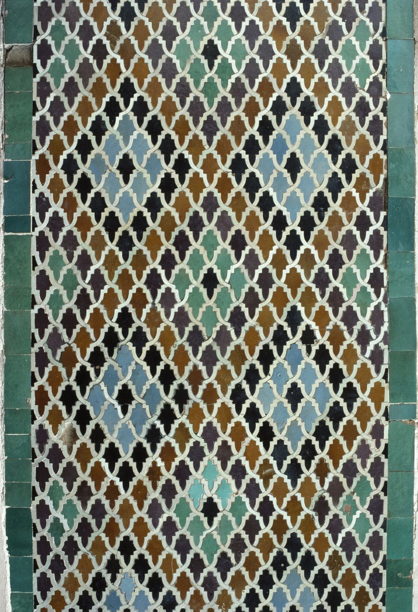 Bou Inania Madrasa, dlaždice zellij, c14th (keramika) od Moroccan School