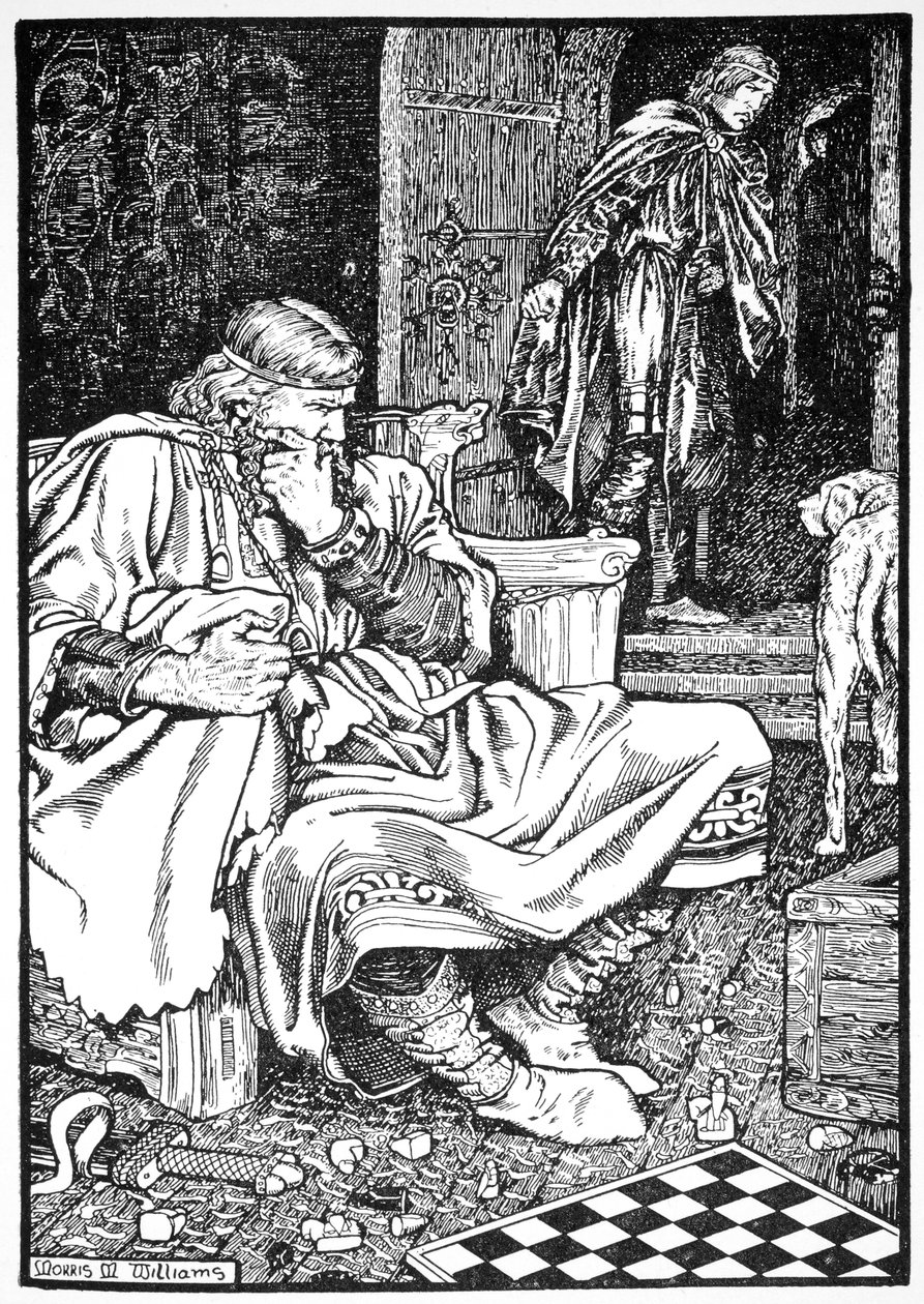 Král Canute a Earl Ulf se hádají kvůli šachům, Roskilde, Denmanrk, 1026 1913. od Morris Meredith Williams