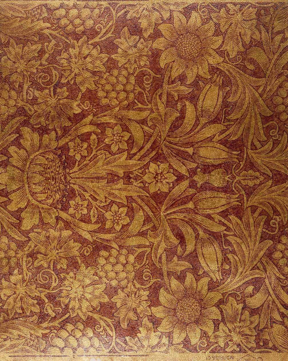 Tapeta "Slunečnice" (tištěný, zlacený a lakovaný papír) od Morris and Company