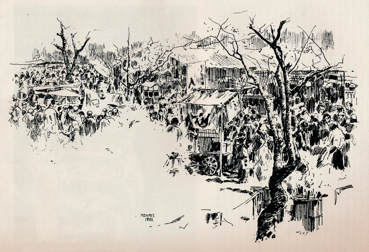 Pouliční scéna v Asakusa, c1897 od Mortimer L Menpes