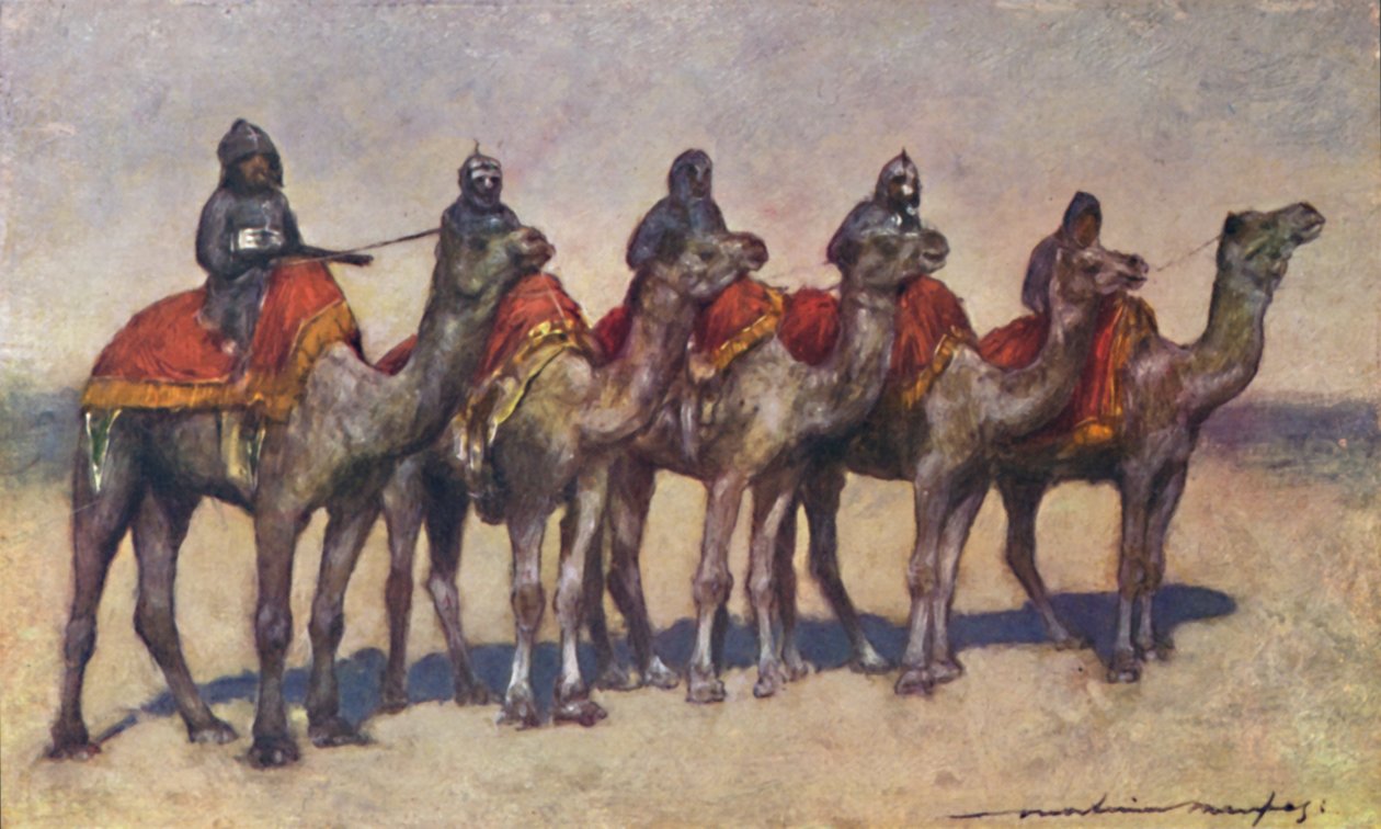 „Ozbrojení velbloudí jezdci z Bikanir“, 1903 od Mortimer L Menpes