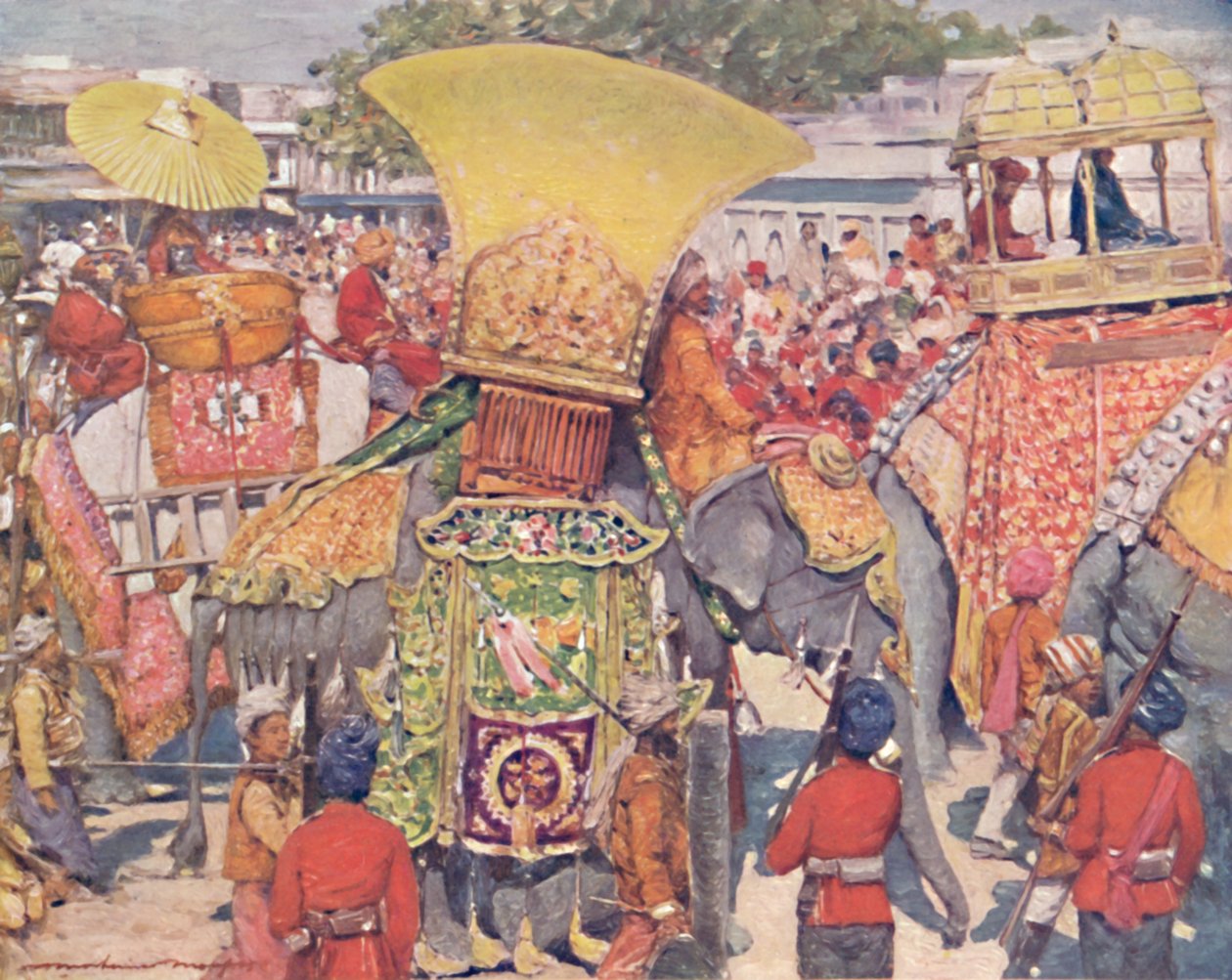 „Barmští sloni na státním vstupu“, 1903 od Mortimer L Menpes