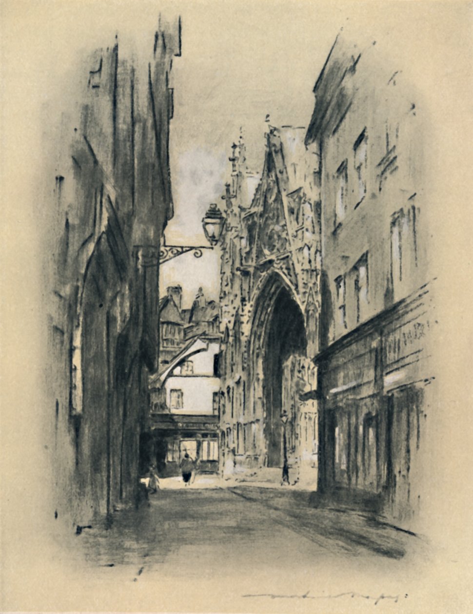 Katedrála v Lillebonne, 1903 od Mortimer L Menpes