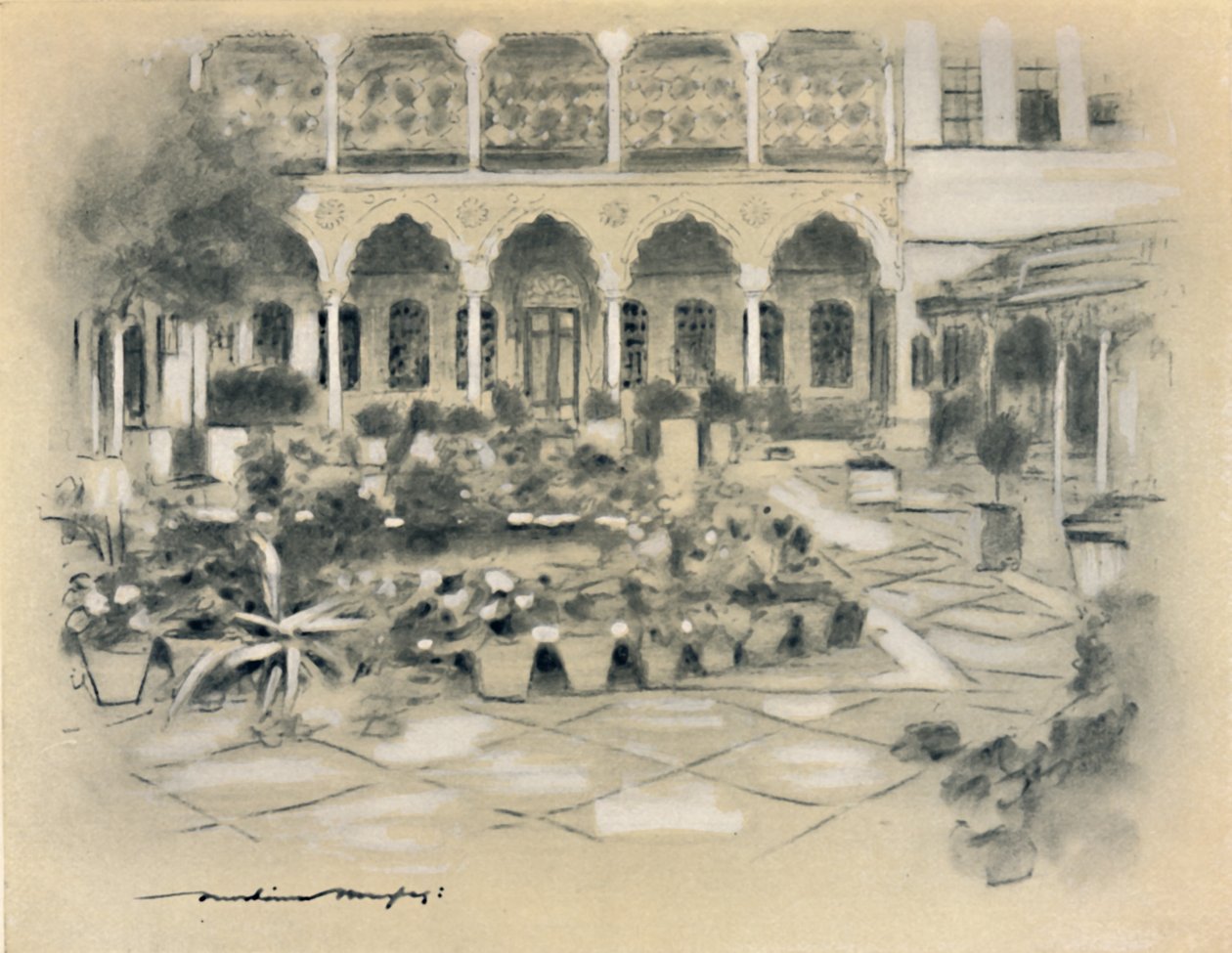 "Nádvoří v Damašku", 1903 od Mortimer L Menpes