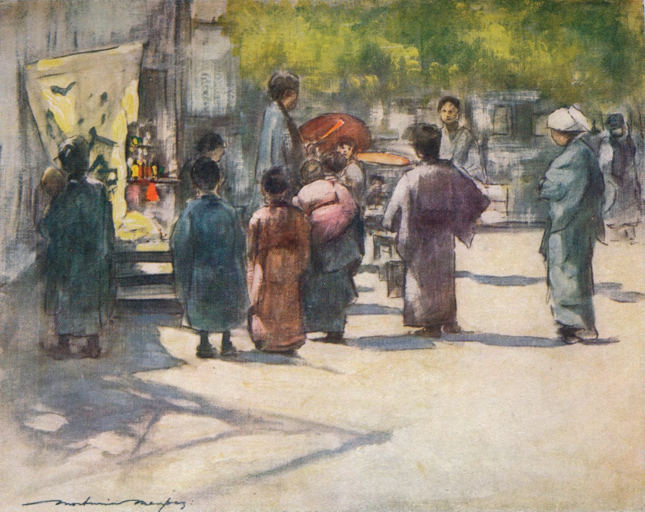 Před stánkem, c1887, 1901 od Mortimer L Menpes