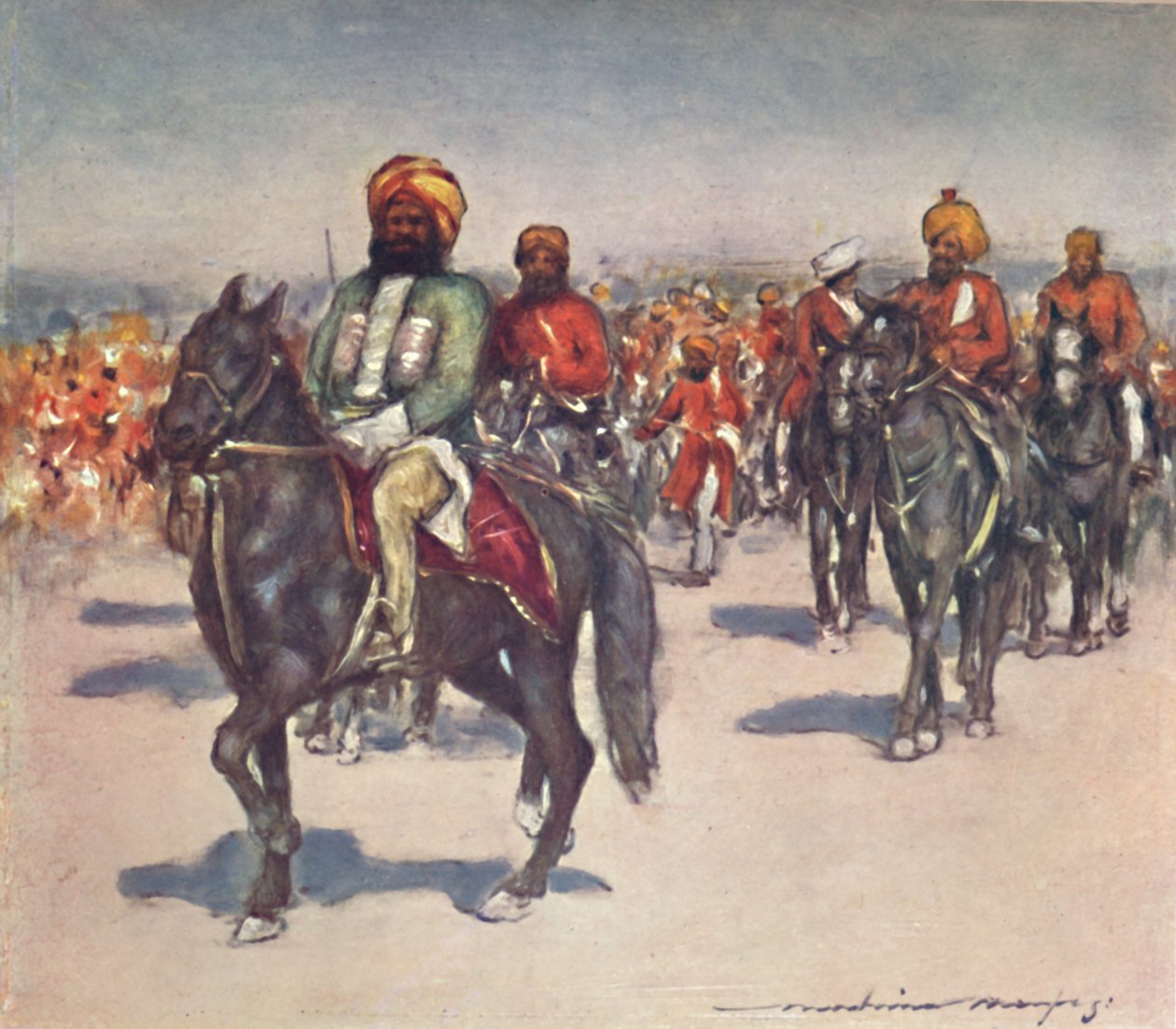 „Native Horsemen in Review of Native Retainers“, 1903 od Mortimer L Menpes