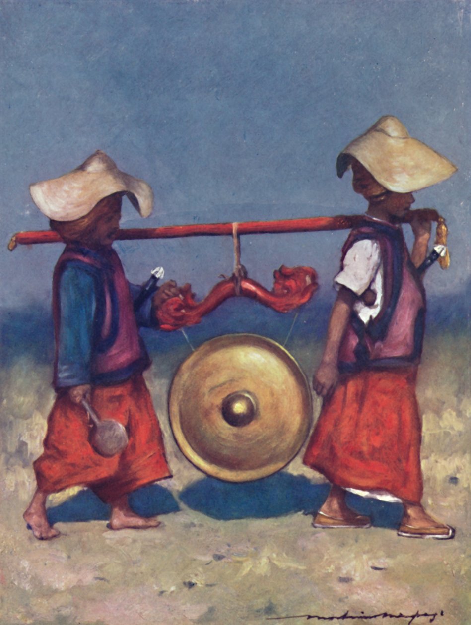 „Shan Retainers carry Brass Gong“, 1903 od Mortimer L Menpes