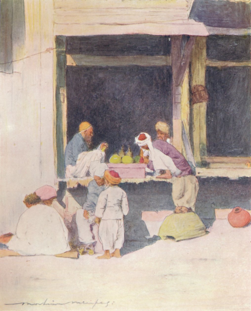 Bazar v Peshawur, 1905 od Mortimer Ludington Menpes