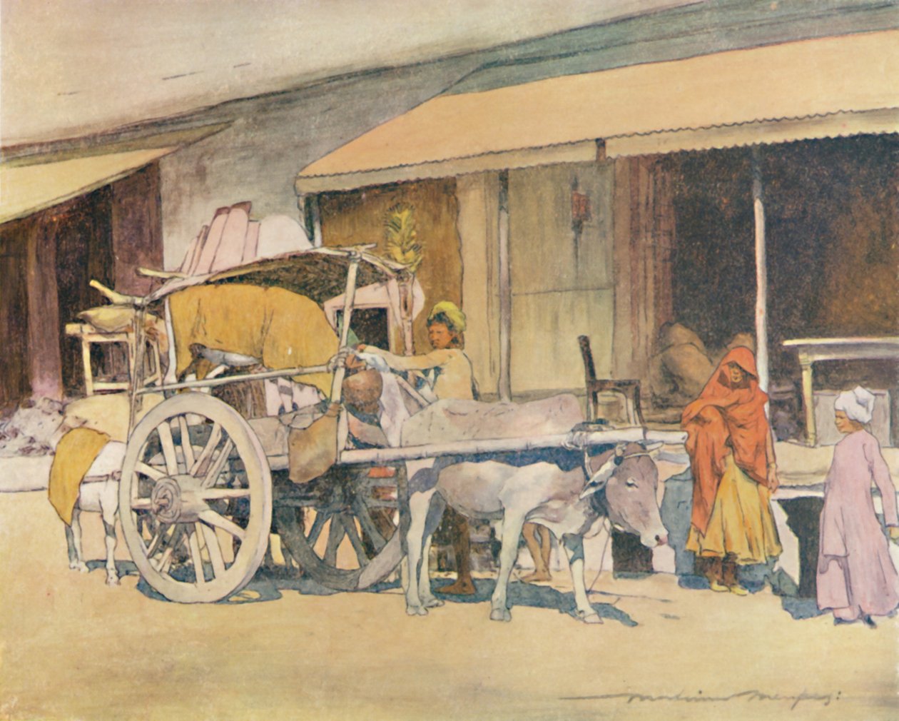 Bullock-cart, Ajmere, 1905 od Mortimer Ludington Menpes