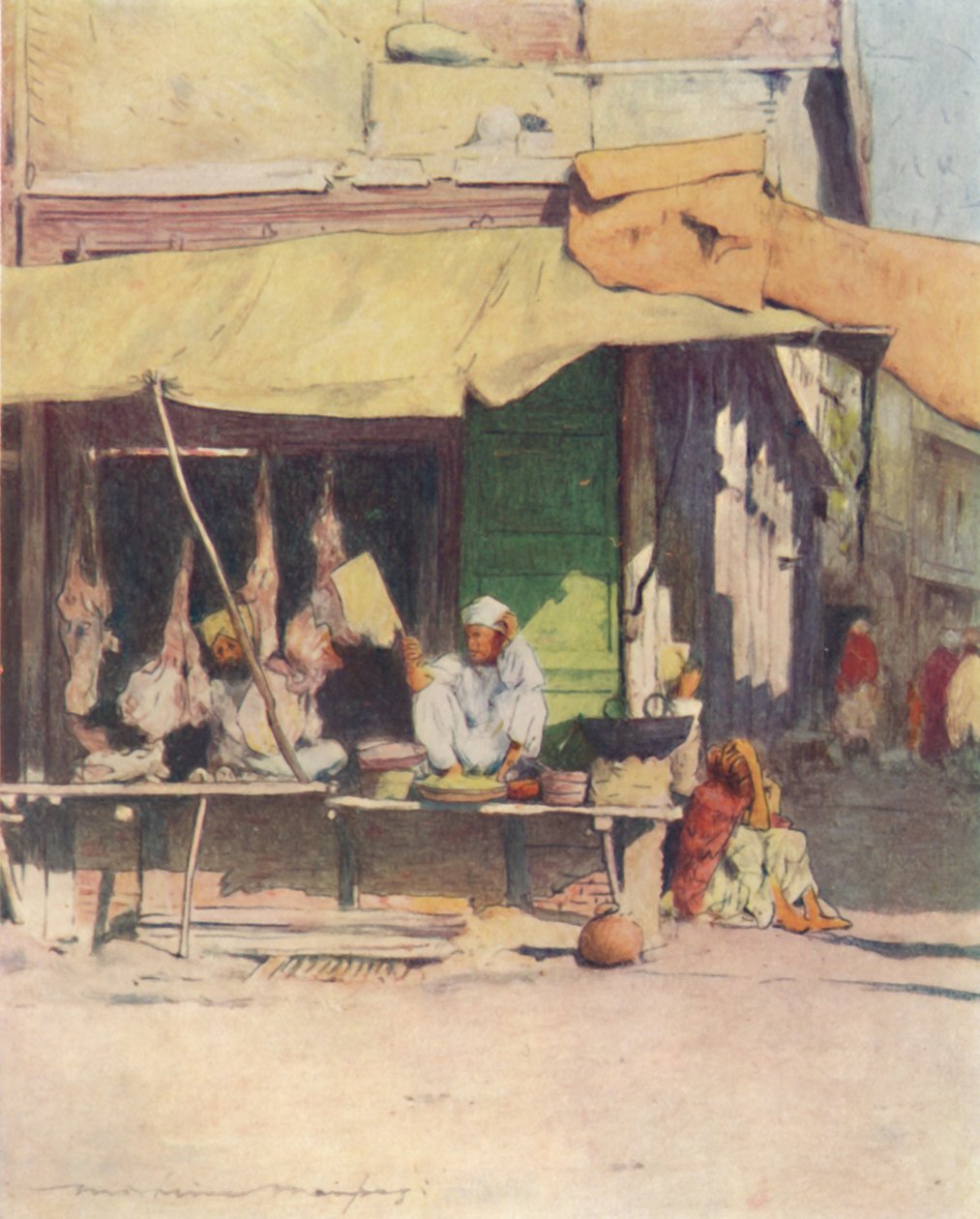 Masný obchod v Peshawur, 1905 od Mortimer Ludington Menpes