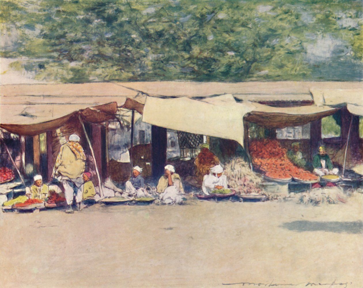Den trhu v Peshawur, 1905 od Mortimer Ludington Menpes