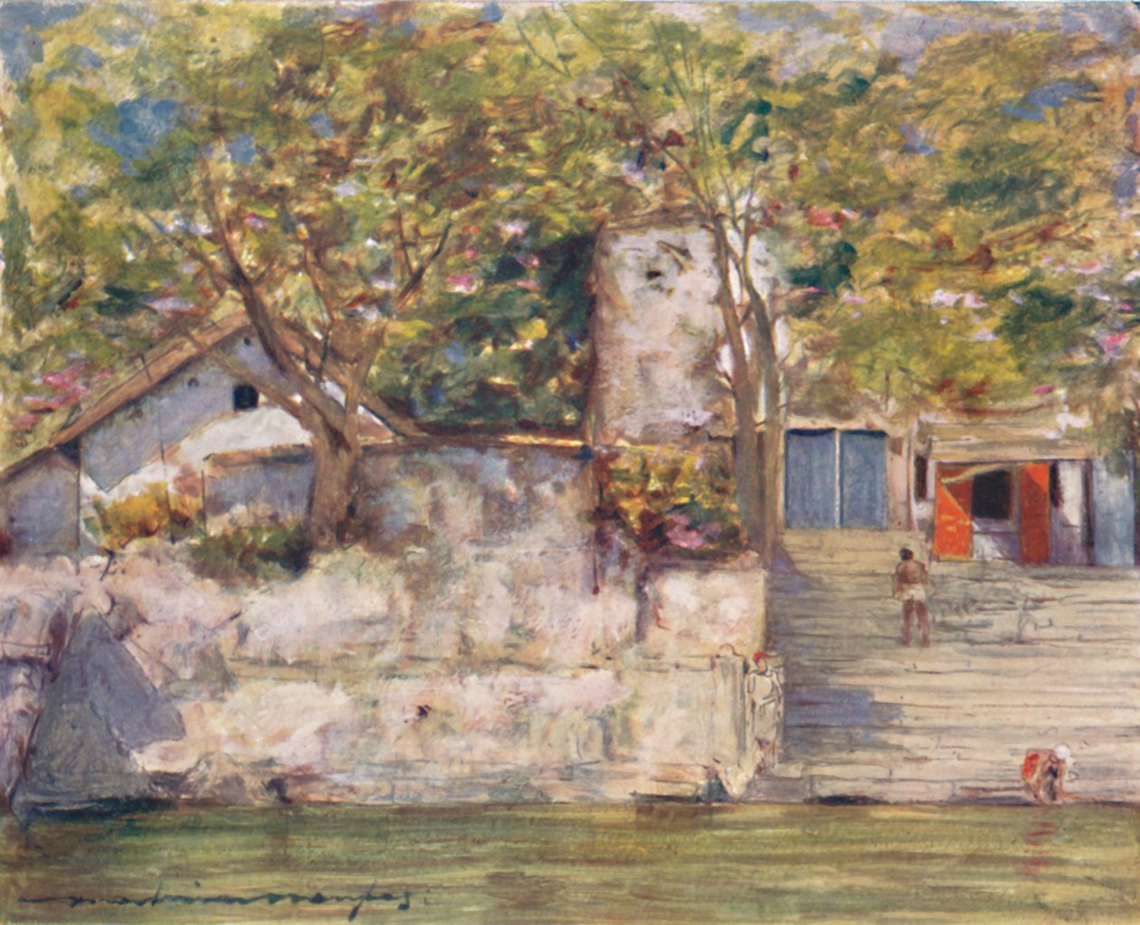 Na říčních schodech v Agra, 1905 od Mortimer Ludington Menpes