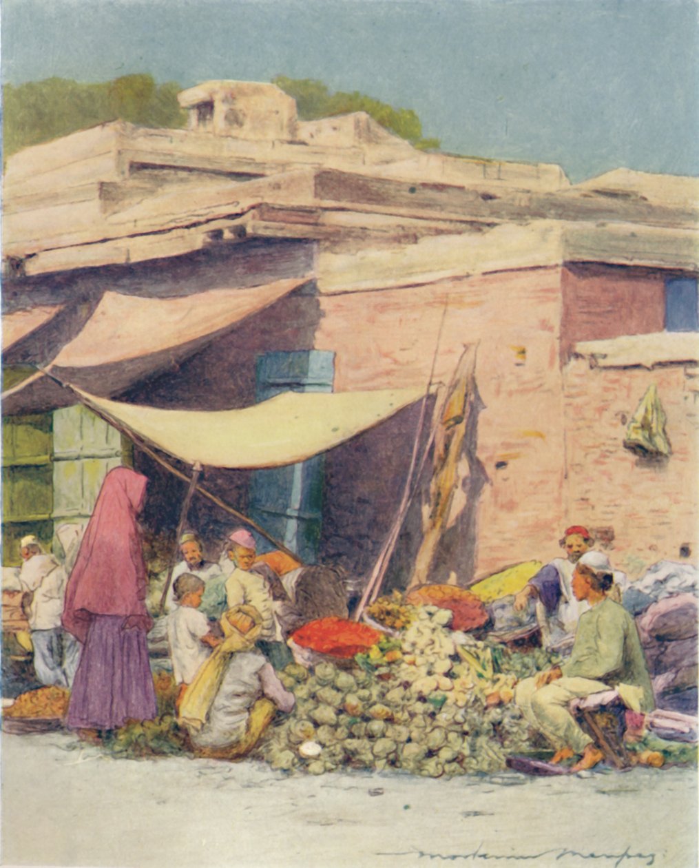Zeleninový trh, Dillí, 1905 od Mortimer Ludington Menpes