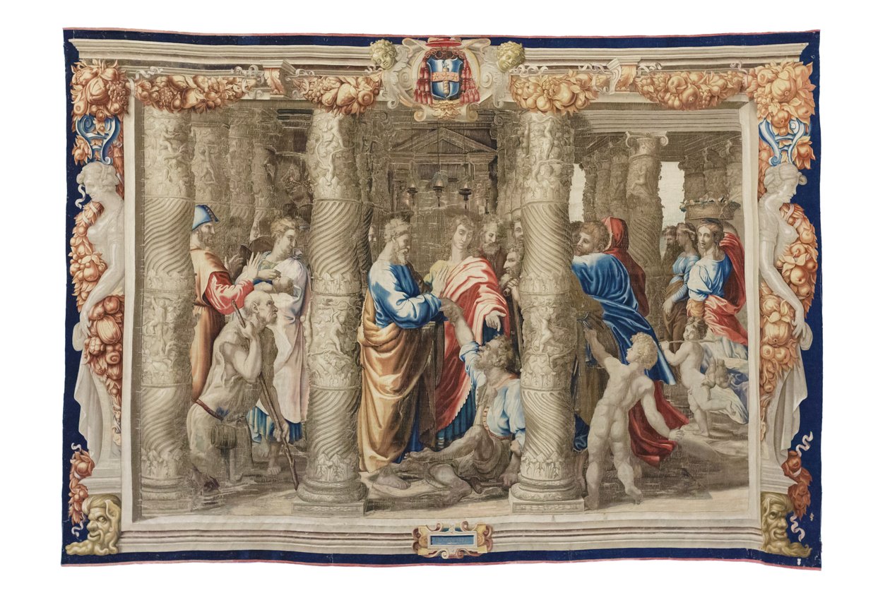 Svatý Petr uzdravuje mrzáka, asi 1630 (tapiserie na Rafaelových kresbách) od Mortlake Tapestry Manufactory