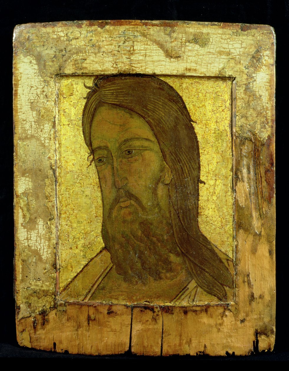 Ikona sv. Jana Křtitele, cca 1500 (zlato a tempera na panelu) od Moscow School