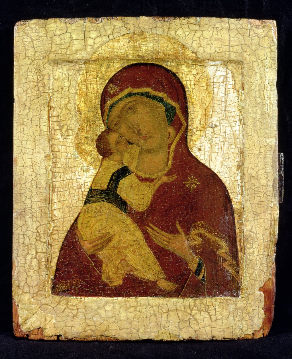 Ikona Panny Marie Vladimírské (lístkové zlato a tempera na panelu) od Moscow School
