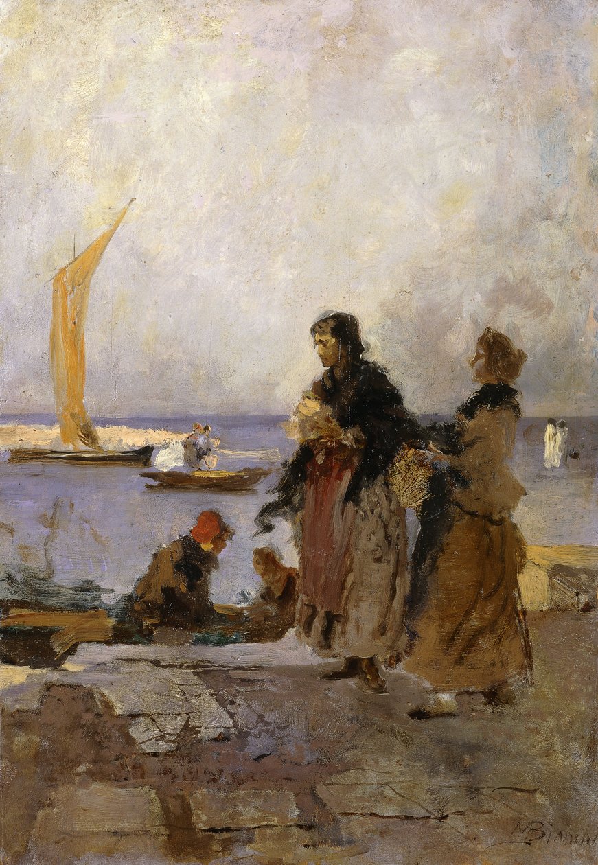 Na nábřeží v Chioggia; Na molu Chioggia, od Mose Bianchi