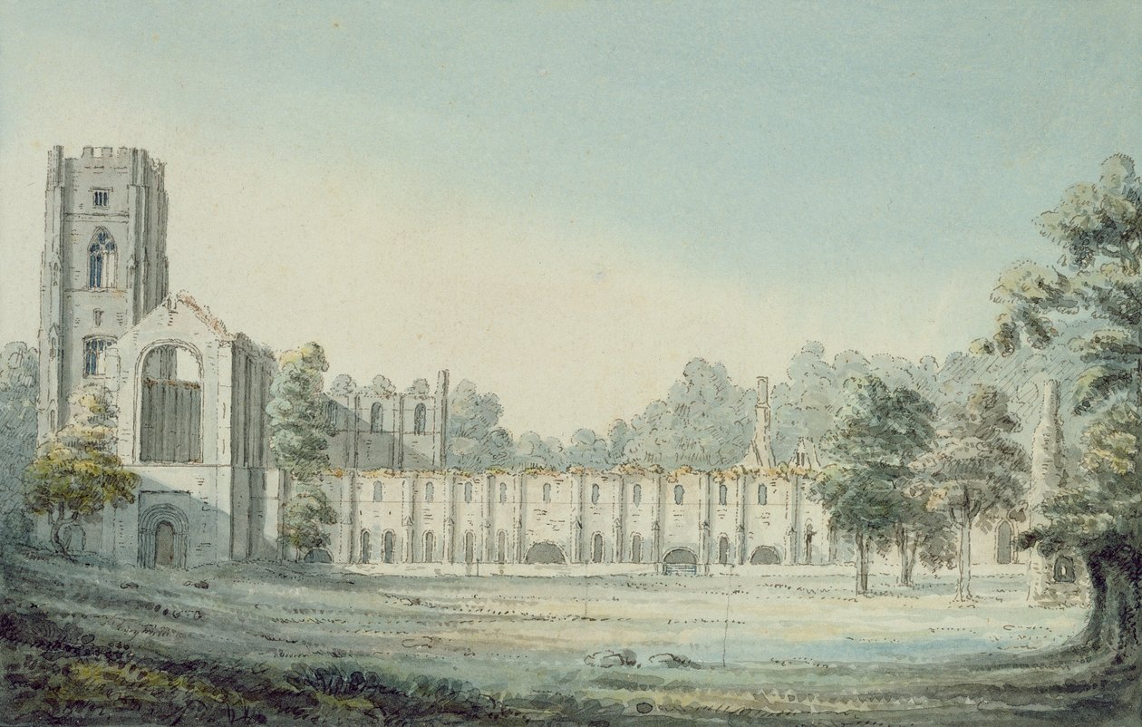 Fountains Abbey (wc a inkoust na papíře) (pár viz 264334) od Moses Griffith