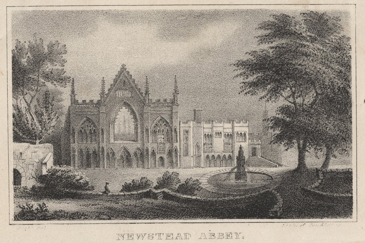 Newstead Abbey, z The Atlantic Suvenir, 1828 od Moses Swett