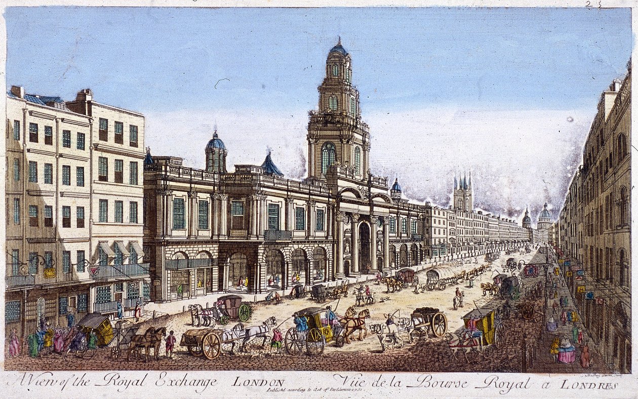 Royal Exchange 2nd exteriér, Londýn, 1761 od Mothey Lairee