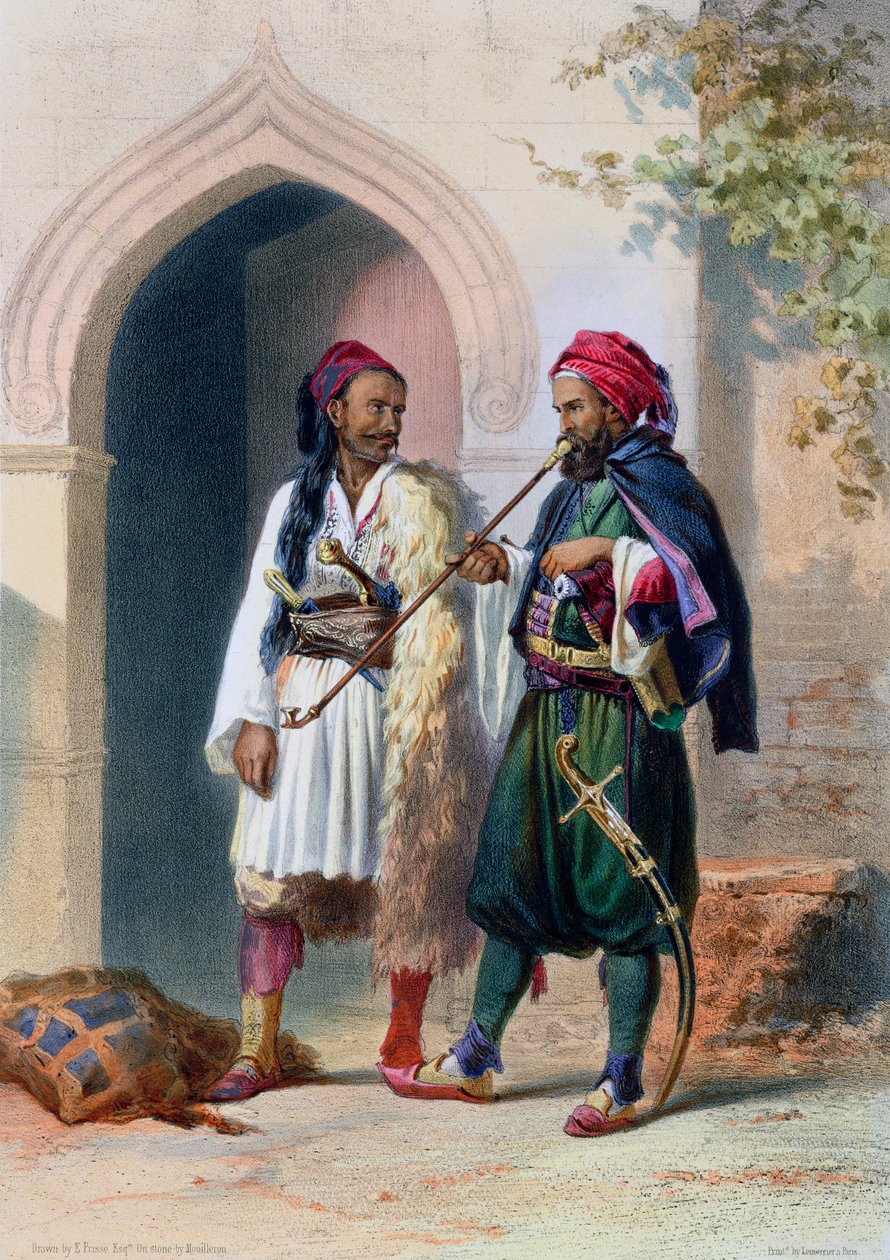 Vojáci Arnaout a Osmanli v Alexandrii, Egypt, 1848 od Mouilleron
