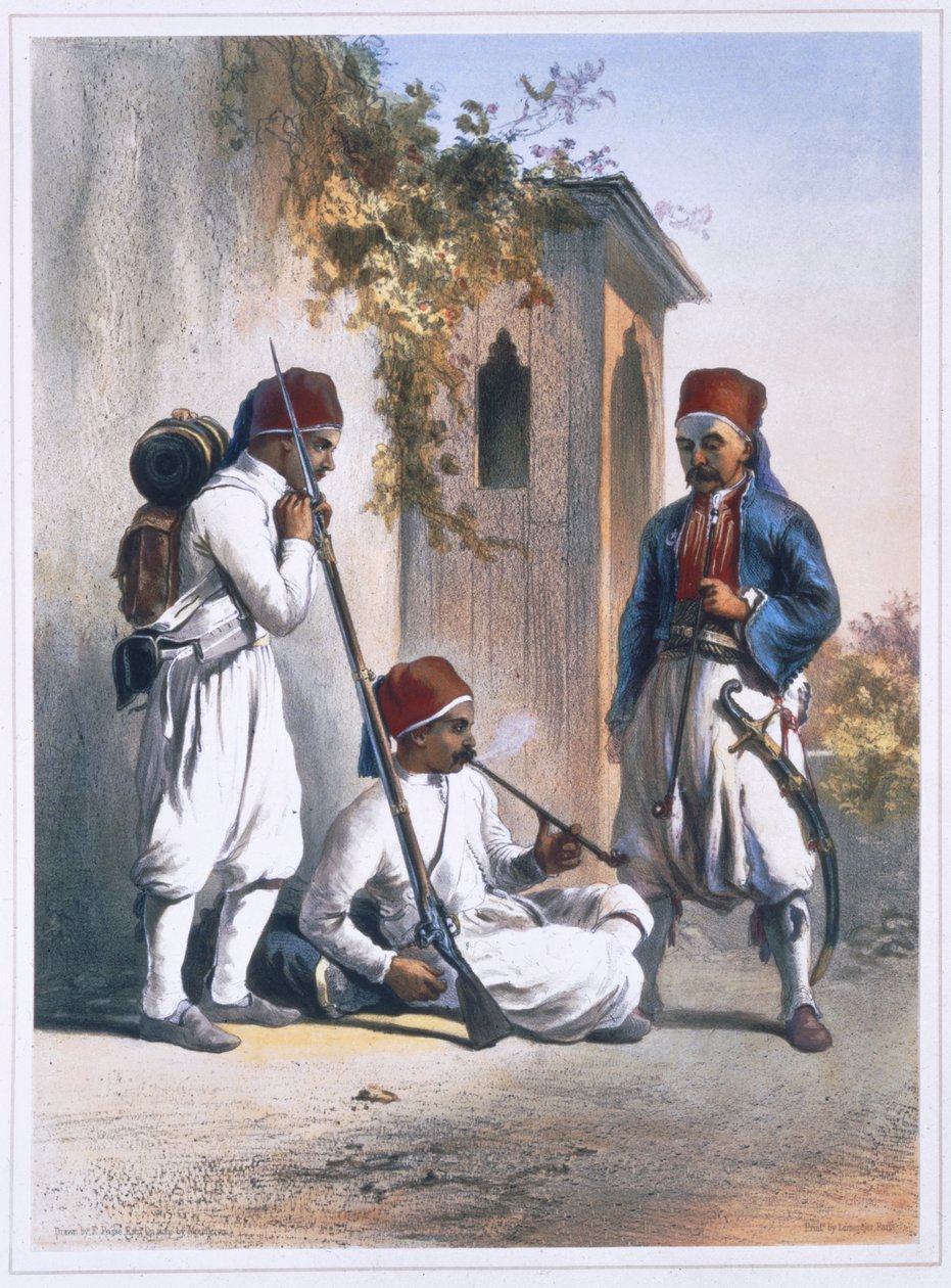 Nizamior, pravidelné jednotky turecké armády v Kanka, Egypt, 1848 od Mouilleron
