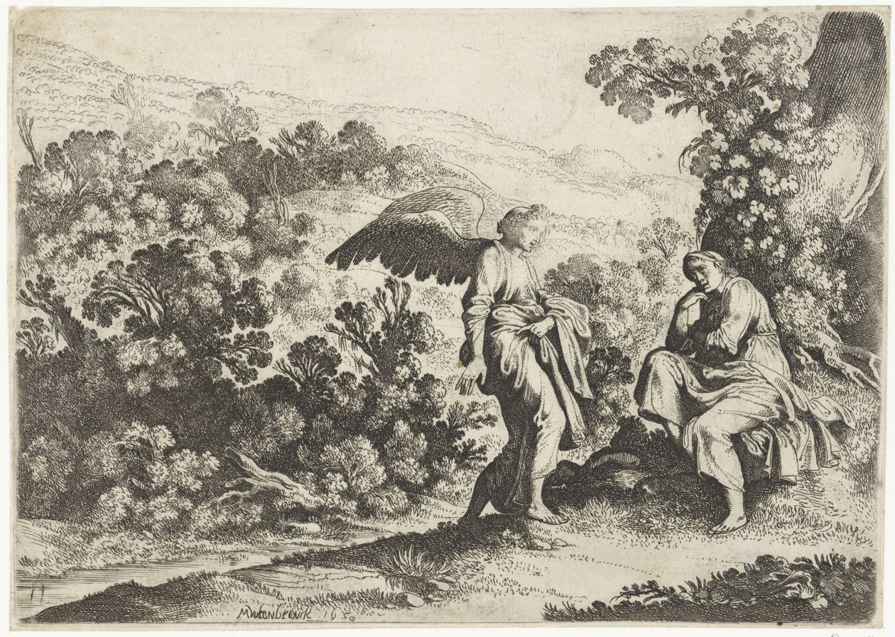 Anděl utěšuje Hagar The Story of Hagar (název série) od Moyses van Wtenbrouck