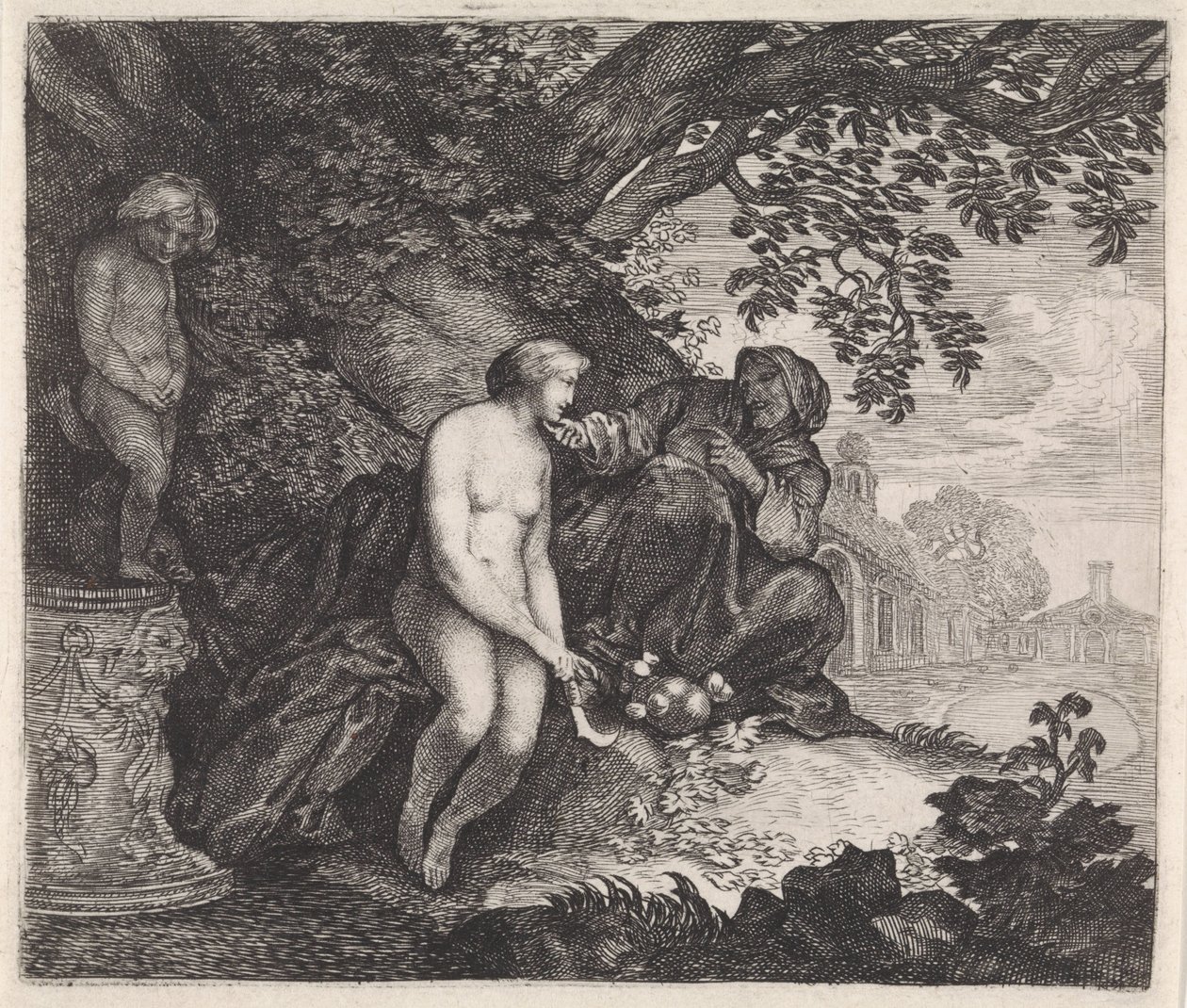 Vertumnus se snaží svést Pomonu od Moyses van Wtenbrouck