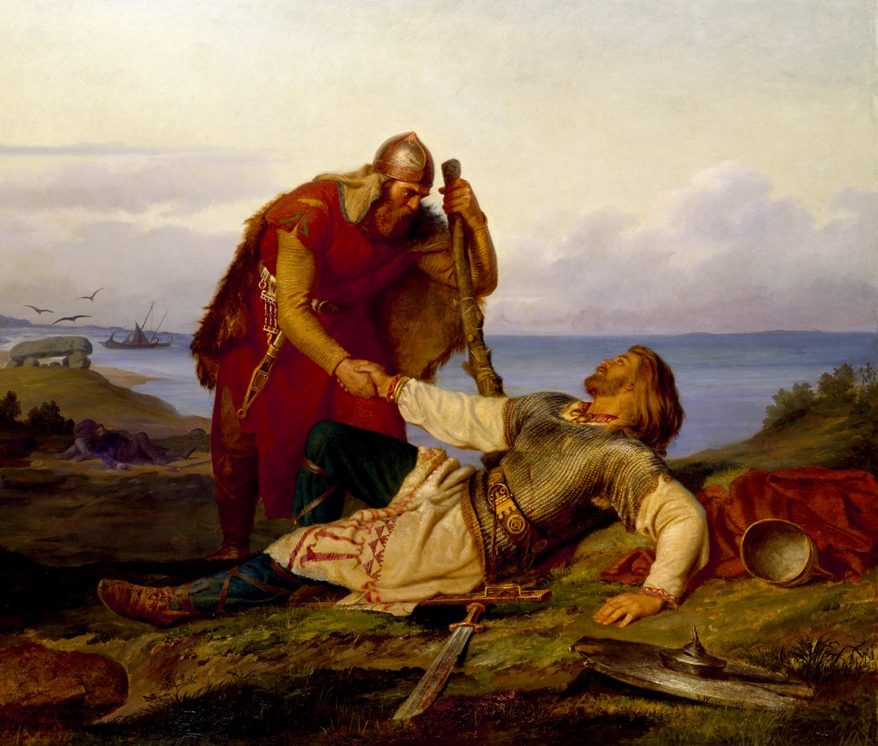 Hjalmar se loučí s Örvar-Oddr po bitvě u Samsø v roce 1866. od Mårten Eskil Winge