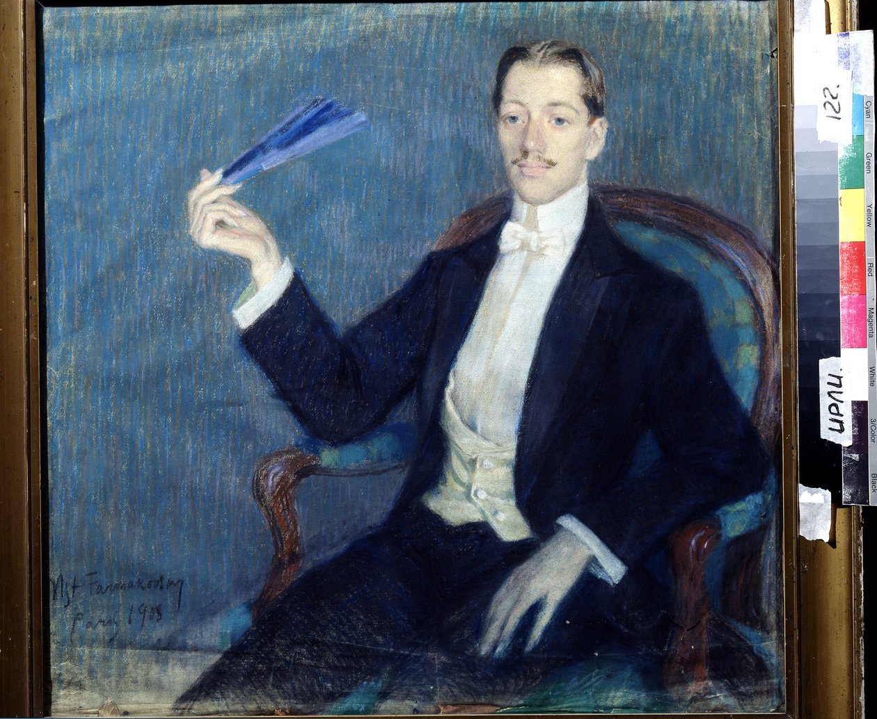 Portrét básníka Nikolaje Gumiljova (1886-1921). Dílo Mstislava Vladimiroviče Farmakovského (1873-1946), pastel na papíře od Mstislav Vladimirovich Farmakovsky