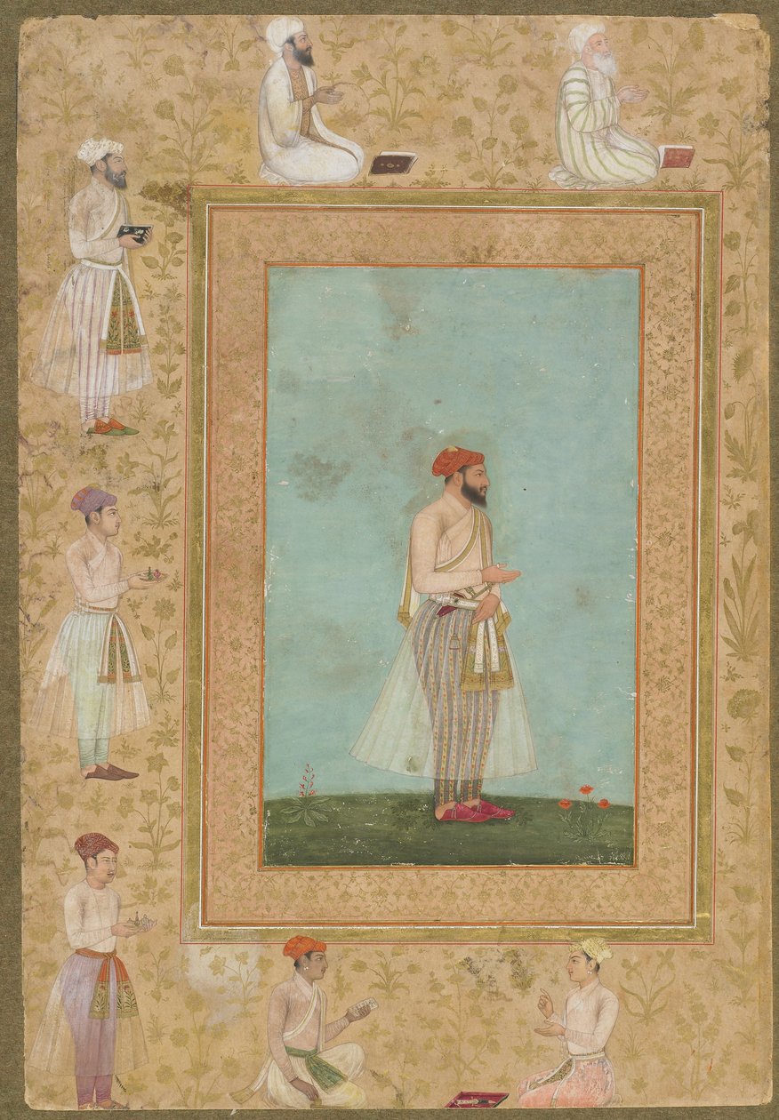 A Courtier, z pozdního alba Shahjahan, samostatný rukopisný folio, kolem roku 1650 od Mughal School