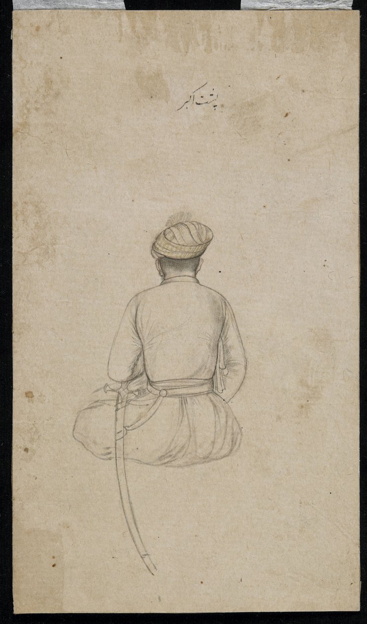Sedící dvořan, samostatné albové folio, polovina 17. století od Mughal School