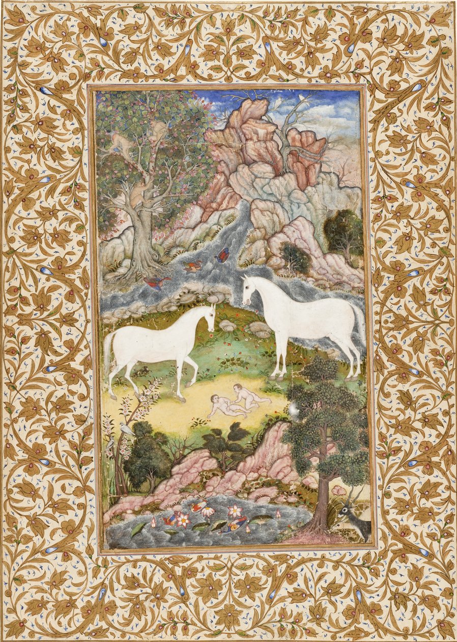 Narození nebeských dvojčat, kolem 1585-90 od Mughal School