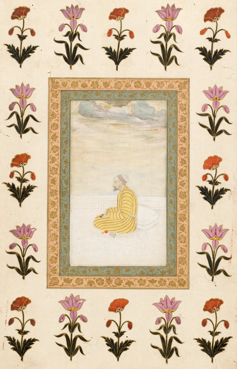 Kontemplativní muž sedící na terase, 1674-1675 od Mughal School