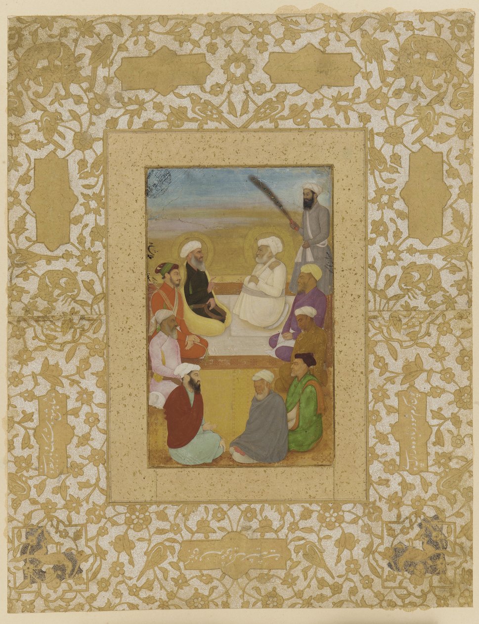 Dara Shikoh s Mian Mir a Mulla Shah, samostatné folio na album s malbou, kolem 1640 od Mughal School