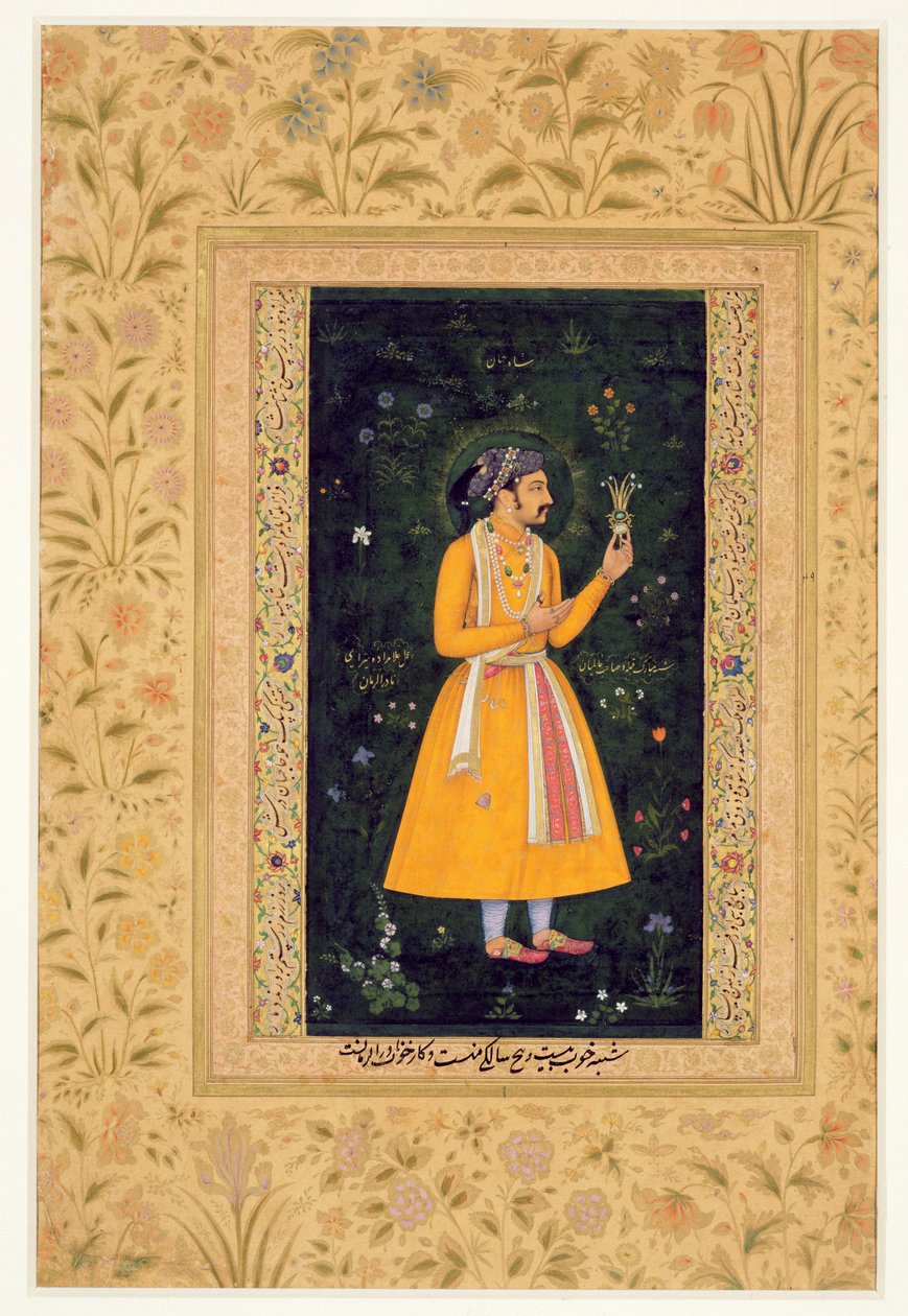 Císař Shah Jahan (1592-1666) (r.1627-1658) jako princ, kolem 1616 (kvaš na pergamenu) od Mughal School
